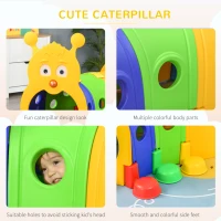 Outsunny Play Tunnel, Caterpillar Tunnel for Kids, Toddler Play Structure for Ages 3-6 Years, Indoor, Outdoor - Multicoloured(m-6)
