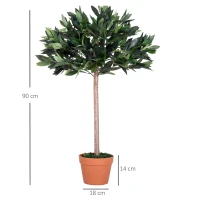 Outsunny 3ft Artificial Olive Tree Indoor Plant Greenery for Home Office Potted in An Orange Pot Set of 2(m-3)