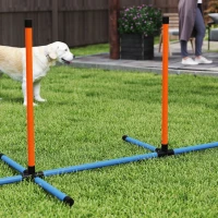 PawHut Seven-Piece Dog Agility Equipment Set with Weave Poles, Jump Ring, Hurdle, Pause Box, Carry Bag, Orange(m-9)