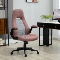 Vinsetto Sedia da Ufficio Ergonomica con Altezza Regolabile, Braccioli Ribaltabili e 5 Ruote, 67x70x114-124 cm(m-2)