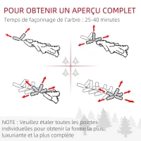 HOMCOM Sapin de Noël artificiel lumineux 703 branches 250 LED 30 pommes de pin support pied pliable hauteur 180 cm Ø 80 vert(m-7)