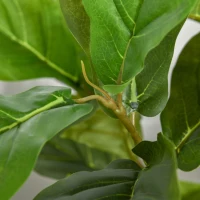 HOMCOM Ficus Artificiale per Interni ed Esterni, Pianta Artificiale Realistica con 78 Foglie, 130cm(m-7)