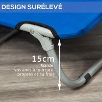 PawHut Lit surélevé pour chien lit de camp animal pliable intérieur extérieur tissu oxford 71 x 58 x 20 cm bleu(m-5)