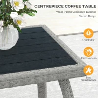 Outsunny Four-Piece Rattan Cut-Out Sofa Set - Grey(m-8)