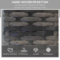 Outsunny Outdoor Sun Lounger, Rattan Wicker Chaise Recliner with 5-Level Adjustable Backrest and 2 Wheels(m-7)