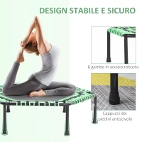 HOMCOM Trampolino Elastico 106cm per Adulti e Bambini in Acciaio - Per Interni, Esterni, Casa, Palestra - Carico: 100Kg(m-6)