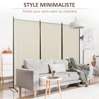 HOMCOM Lot de 2 paravents 3 panneaux dim. 2,53L x 0,5l x 1,82H m Store latéral Brise-Vue paravent sur Pied séparateur métal(m-7)