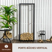 HOMCOM Range bûches Etagère porte bois de cheminée porte-bûches intérieur et extérieur charge max. 100 Kg dim. 60L x 25l x 150H cm métal noir(m-4)