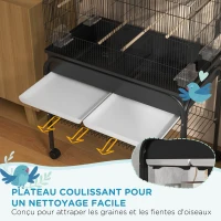PawHut Grand cage oiseaux cage perroquet avec support roulettes pour cacatoès perruche canaris perroquet 85 x 49 x 119 cm noir(m-4)