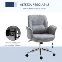 Vinsetto Sedia da Ufficio Ergonomica Altezza Regolabile e Dondolo, Rivestimento in Microfibra, 67x69x92-102cm, Grigio Chiaro(m-5)