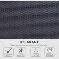 Outsunny Salon de Jardin 4 pers. 4 pièces Style Contemporain Coussins Grand Confort Inclus Polyester Gris Clair résine tressée Noir(m-4)