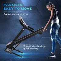 HOMCOM Folding Treadmill, 2.0HP Incline Treadmill Running Machine, 12.8 km/h, with LED Display, Manual Incline, 12 Preset Programs, Drink & Phone Holder for Home Gym Fitness(m-5)