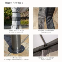 Outsunny 3.7 x 3(m) Metal Gazebo Canopy Party Tent Garden Patio Shelter with Netting Sidewalls & Double Tiered Roof, Grey(m-6)