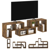 HOMCOM Three-Block Modular TV Stand - Rustic Brown(m-8)