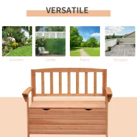 Outsunny Panchina da Giardino 2 Posti con Vano Contenitore Legno 112x58x84cm(m-6)