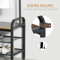 HOMCOM Perchero de Pie Perchero Metálico Zapatero 3 Estantes 8 Ganchos Colgador para Zapatos Ropas para Pasillo Entrada 72x34x185cm(m-5)
