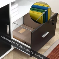 HOMCOM Multi-Compartment Office Storage Cabinet, with File Hangers - Black/White(m-4)