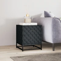 HOMCOM Bedside Tables Set of 2, Modern Bedside Table Nightstand with 2 Drawers, Bedside Cabinet Sofa Side Table with Storage, Steel Legs for Bedroom, Living Room, Black(m-9)
