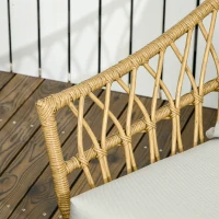 Outsunny Salon de jardin 4 pièces en résine tressée canapé 2 places + 2 fauteuils + 1 table basse sable et crème(m-8)