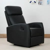 HOMCOM Poltrona Relax Reclinabile, Regolabile ed Ergonomica, in Pelle PU con Imbottitura, per Casa e Ufficio, 65x92x100 cm, Nera(m-2)