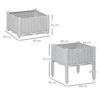 Outsunny Set of Two Rattan-Effect Planters - Grey(m-3)