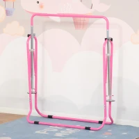 HOMCOM Barre Fixe de Gymnastique pour Enfants Pliante - Hauteur réglable de 88 à 128 cm - avec Base Triangulaire en Acier - Rose(m-8)