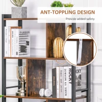 HOMCOM Industrial Bookshelf, Bookcase with 4-Tier Storage Rack furniture for Living Room Office Brown Black(m-5)