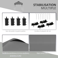 Outsunny Tonnelle de jardin Pop-up pliant 2,5 x 2,5 m hauteur réglable tissu Oxford anti UV50+ châssis acier sac de transport(m-7)