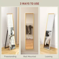 HOMCOM 157 x 37cm Elegant Full-Length Mirror - White/Gold-Tone(m-5)