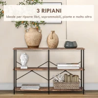 HOMCOM Scaffale Libreria dal Design Industriale con 3 Ripiani, Scaffalatura in Pannelli Truciolari e Telaio in Metallo, 120 x 30 x 76 cm(m-5)
