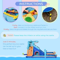 Outsunny 6 in 1 Shark-Themed Bouncy Castle, Inflatable Water Park, with Slide, Pool, Trampoline, Blower, for Ages 3-8 Years(m-7)