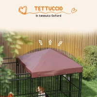 PawHut Recinto per Cani da Esterno in Metallo con Tetto, 282x141x160.5cm, Marrone(m-6)