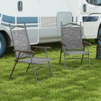 Outsunny Set of Two Folding Garden Chairs, with Fabric Mesh Seats - Grey(m-2)