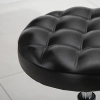 HOMCOM Sgabello ad Altezza Regolabile con 5 Ruote, in Acciaio, Gommapiuma e pelle PU, Ф48x47-59Acm(m-7)