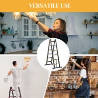 HOMCOM 3.8m Duo Aluminium Ladder w/ Tool Holder - Yellow(m-7)