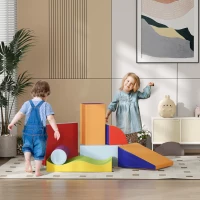 HOMCOM 7 Piece Soft Soft Play Set for Toddlers 1-3 Years, Blue(m-2)