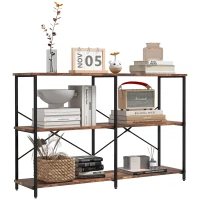 HOMCOM Scaffale Libreria dal Design Industriale con 3 Ripiani, Scaffalatura in Pannelli Truciolari e Telaio in Metallo, 120 x 30 x 76 cm(m-1)