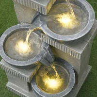 Fontaine de jardin Outsunny à énergie solaire fontaine à cascade en résine à 4 niveaux avec lumières LED et pompe gris(m-8)