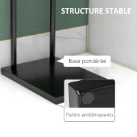 HOMCOM Porte-serviettes sur pied en acier avec 2 barres support pour serviette 35,5l x 20P x 78H cm - noir(m-6)