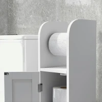 kleankin Meuble de salle de bain support papier toilette avec placard et étagères réglables 20 x 20 x 80 cm blanc(m-8)