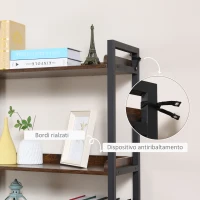 HOMCOM Mobile Libreria 4 Ripiani con Armadietto a 2 Ante, Libreria Scaffale in Stile Industriale per Casa e Ufficio, 75x30x180cm, Marrone(m-6)