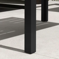 Outsunny Outdoor Side Table, Rectangular Patio Coffee Side Table with Steel Frame and Slat Tabletop for Garden, Balcony, Black(m-9)