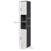 kleankin Line Embossed Tall Bathroom Storage Cabinet - Grey(m-3)