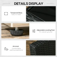 Outsunny 8 Pieces PE Rattan Corner Sofa Set, Outdoor Garden Furniture Set, Patio Wicker Sofa Seater w/ Cushion, Washable Cushion Cover & Tempered Glass Table, Black(m-7)