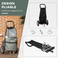 HOMCOM Chariot de courses pour vélo remorque pliable en aluminium avec sac amovible en tissu capacité 55L(m-5)