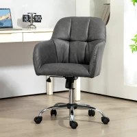 HOMCOM Faux Leather Tub Office Chair, with Wheels - Grey(m-2)