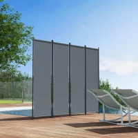 Outsunny Biombo de 4 Paneles Separador de Ambientes Plegable 223x170 cm Biombo Exterior para Terraza Patio Jardín Gris Oscuro(m-9)