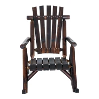 Outsunny Sedia a Dondolo da Giardino Adirondack in Stile Country, Legno di Abete 97x69x93cm Colore Carbonizzato(m-4)