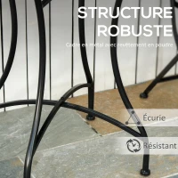 Outsunny Table Ronde Style Fer forgé Bistro Plateau mosaïque Motif Rose des Vents métal époxy anticorrosion Noir céramique(m-4)