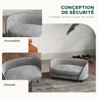 PawHut Canapé pour chien avec coussin doux housse amovible et lavable revêtement en velours néerlandais gris(m-7)